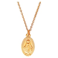 Elbauldejuma - Colgante Virgen Milagrosa Maria De Los Rayos Chapada Oro 18K