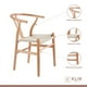 thumbnail image 3 of Comedor Mesa redonda de vidrio Cross 120cm + 5 Sillas Wishbone Madera y Hilo de cuerda Natural, 3 of 4