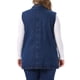 thumbnail image 3 of Chaleco de Mezclilla para Mujer de Talla Grande Agnes Orinda con Solapa con Muesca, Doble Botonadura, Sin Mangas, Casual, con Bolsillos 1X Azul Oscuro, 3 of 6
