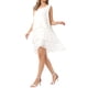thumbnail image 4 of Vestidos de Gasa sin Mangas con Cuello Redondo y Estampado Metálico INSPIRE CHIC para Mujer, Vestido Fluido con Capas Escalonadas para Fiestas y Bodas, L Blanco, 4 of 6