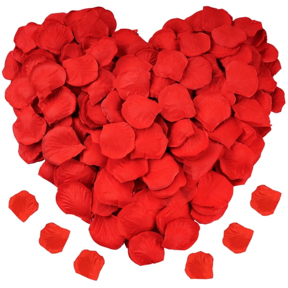 Decoración de pétalos de rosa de seda artificial, 1200 unidades, rojos, para bodas