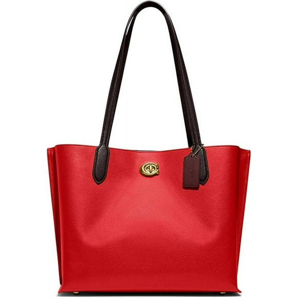 Bolso Coach Tote de Cuero con Bloques de Color Rojo
