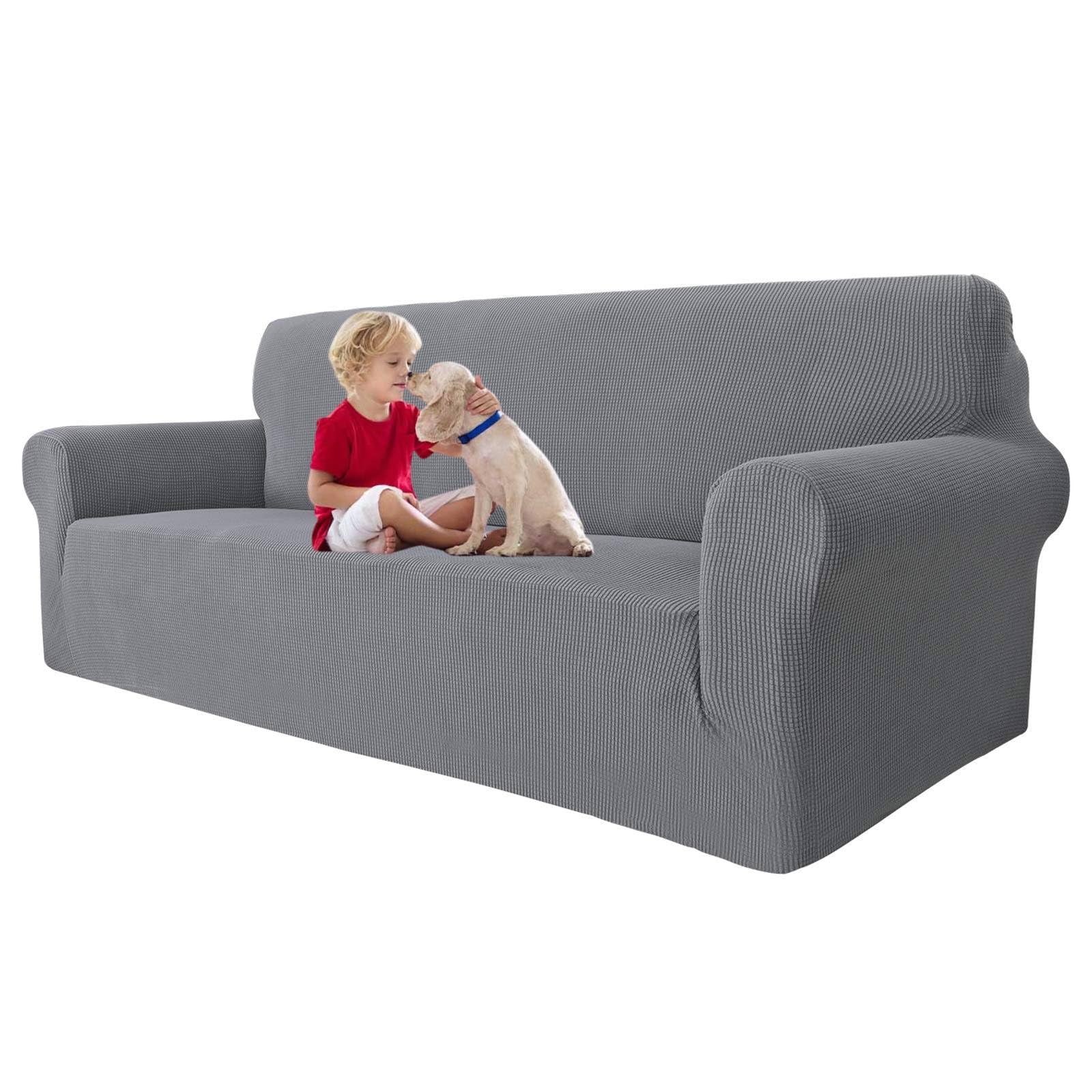 Funda De Sofá Maxijin Super Stretch Para Sofá De 3 Cojines, Color Gris Claro