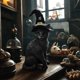 thumbnail image 3 of Gato Negro con Sombrero de Bruja de Resina 32 cm Halloween - Frank & Mortis, 3 of 3