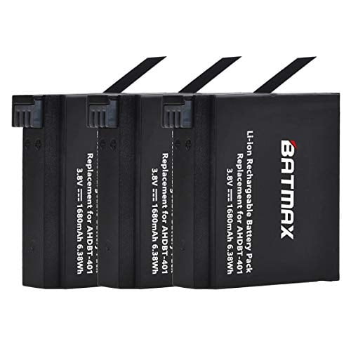 Batmaxusa - Batería Batmax 3packs Ahdbt-401 1680mah + Cargador Usb 3slots Para Gopro Hero 4