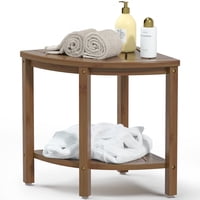 Banco De Ducha Bamfan, Taburete Impermeable De Bambú Con Estante