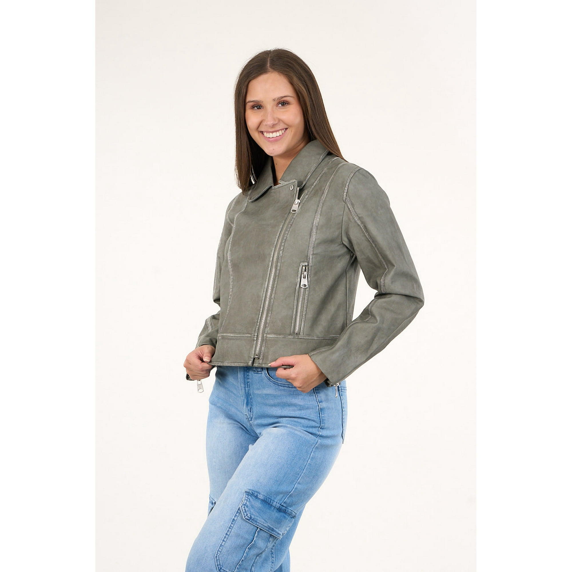 Polemic - Chaqueta Biker Pu Procesada Verde Vw9748