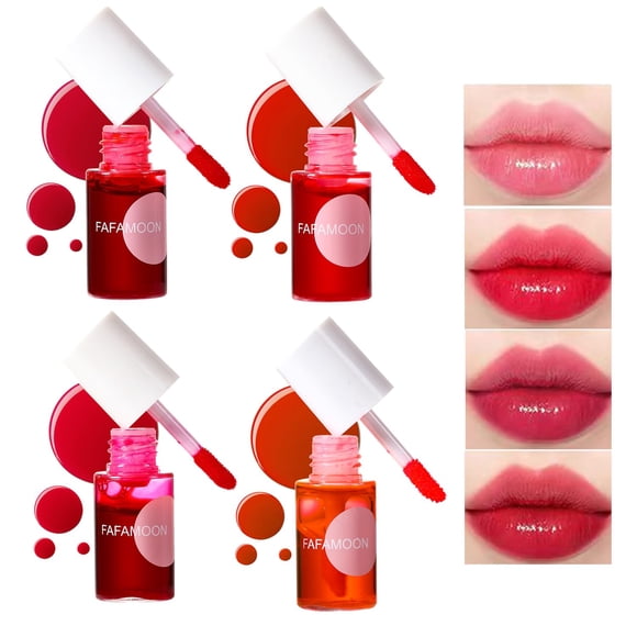 Bekoeen Set de 4 tintes labiales, mini tinte líquido al agua, gloss labial coreano hidratante natural, de larga duración e impermeable, tinte multiusos para labios y mejillas