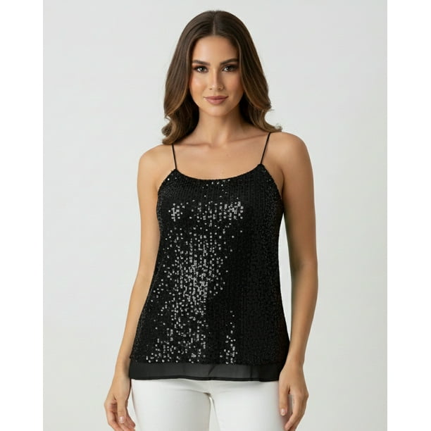 Blusa Mujer de Tirantes con Lentejuelas Brillantes