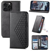 Funda Flip Foxdock Para Iphone 15 Pro Max , Estilo Billetera Con Diseño Rombo, Correa De Mano Y Soporte, Uso Diario