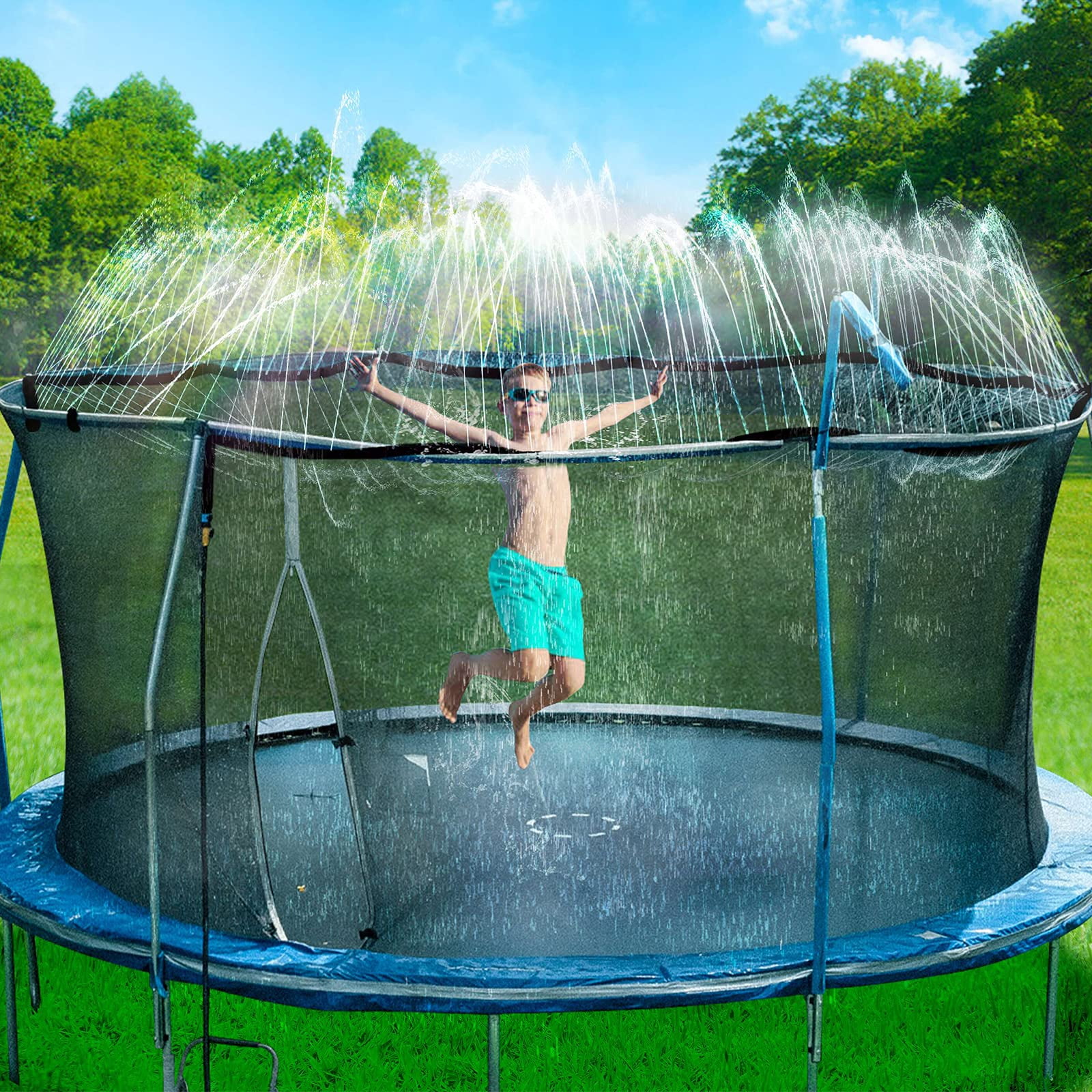 Rociadores De Trampolín Bobor Para Niños, Juguetes Acuáticos Al Aire Libre De 39 Pies