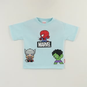 Polera Manga Corta Niño Turquesa Personajes Spidey Marvel