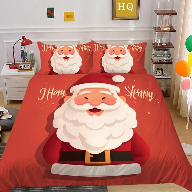Christmas Gifts Santa Claus Kids Quilt Duvet Cover Set Children3-Piece Bedding Set