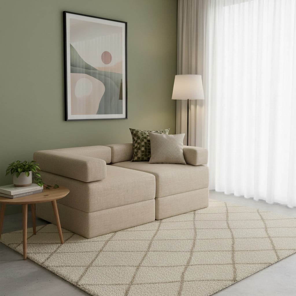 Diseños Valestrini - Sofa Cama Arkos Dos Cuerpos En Lino Beige