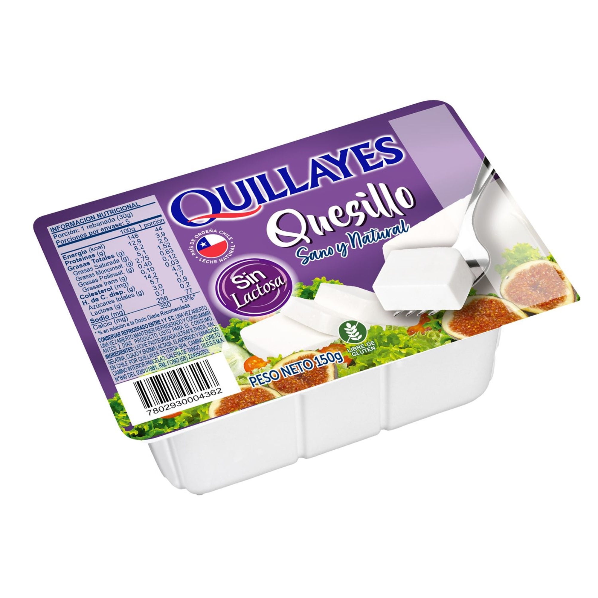 Quesillo Fresco Sin Lactosa Pote 150 g Quillayes