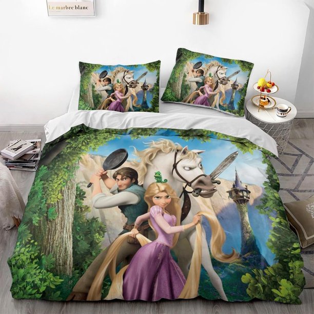 Cartoon Princess Theme 3 Piece Duvet Cover Bedding Set with 1 Duvet Cover + 2 Pillow Cases