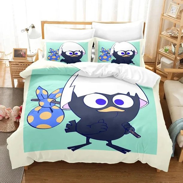 v1858 Bed Sheets Anime Cute Calimero Bedding Set Duvet Cover Bed Set Quilt Cover Pillowcase Comforter king Queen Size Boys Adult Bedding Set 3-Piece Bedding Set (1 Duvet Cover + 2 Pillow Shams) Bed Sh