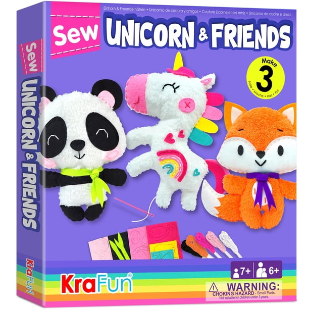 Kit de costura KRAFUN con forma de unicornio para principiantes, para niños de 7 a 13 años