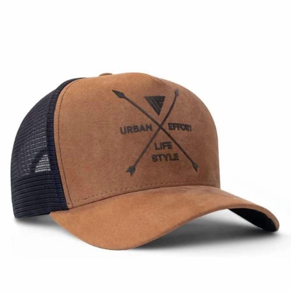 Gorra Urban Effort Tipo Camionero Ajustable de Malla Marrón