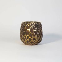 Estilodomus - Jarrón Decorativo De Cerámica Mediano Dorado Escamas Dragón