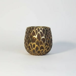 Estilodomus - Jarrón Decorativo De Cerámica Mediano Dorado Escamas Dragón