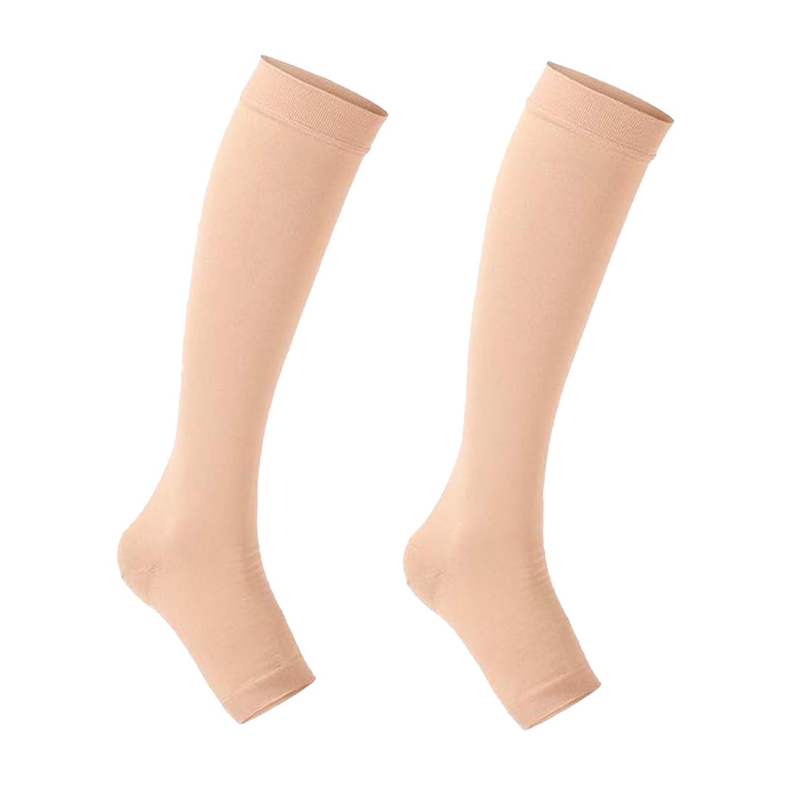 Magideal - Calcetines De Compresión Con Punta Abierta Medias De Compresión Para Soporte De Circulación Punta Abierta Para Trabajadores De Ti Trabajadores Civiles Color De Piel