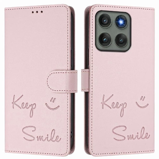 Funda Cartera para Motorola Edge 60 Pro con Bloqueo RFID, Cierre Magnético y Ranuras Tarjetas Rosa