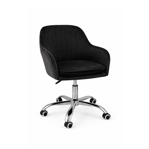 Silla de Escritorio Acolchada Lineal Giratoria - Negro