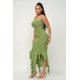 thumbnail image 4 of Vestido Largo De Tubo Con Abertura En El Dobladillo Con Volantes En La Parte Inferior Lisa, 4 of 5