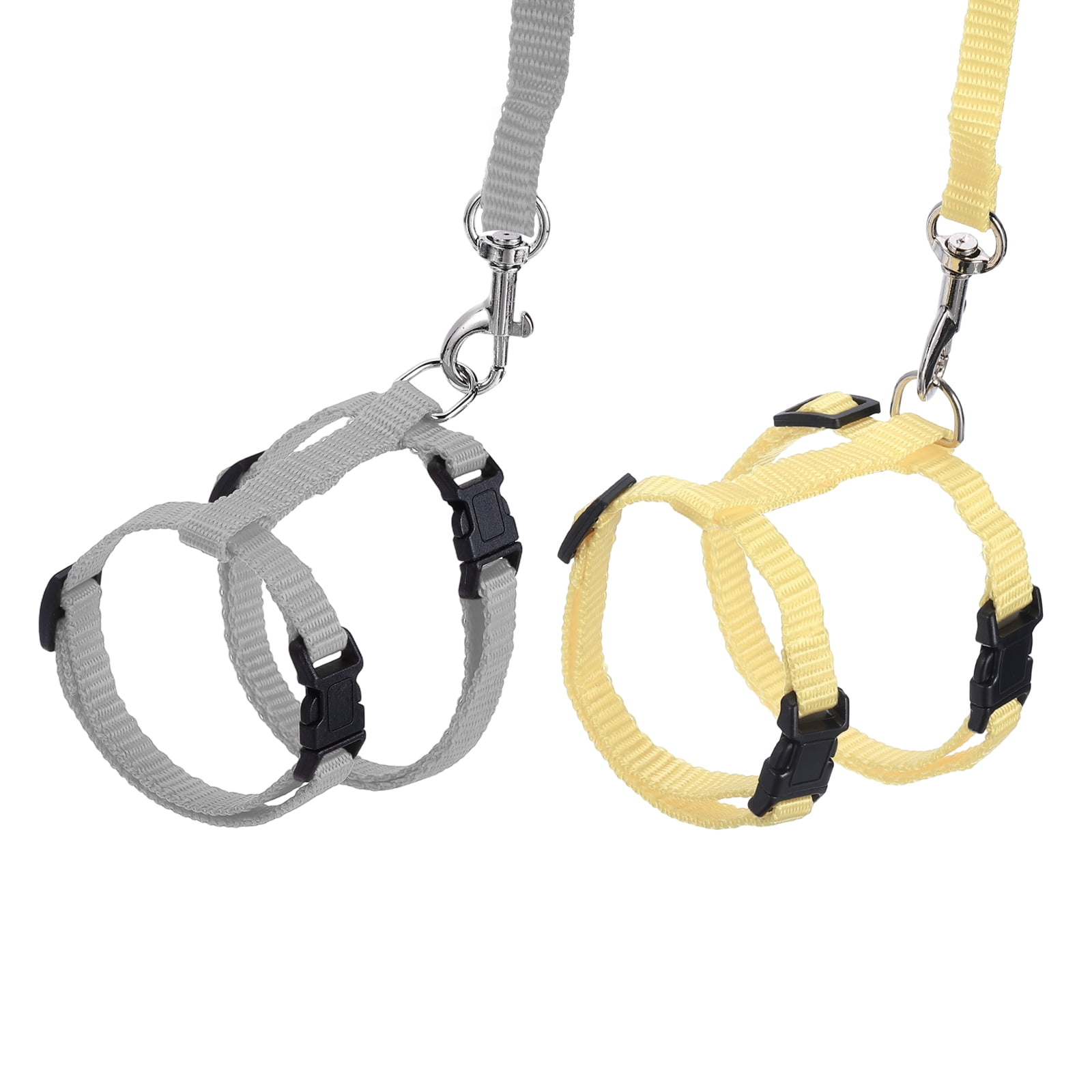 Uxcell 2 piezas de arnés y correa para conejo a prueba de escape, arnés para animales pequeños, correa suave ajustable con hebilla Beige Gris para pasear cachorros