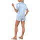 thumbnail image 3 of INSPIRE CHIC Conjunto de Pijama de Mujer con Estampado de Manga Corta, Suave, con Botones, Cuello en V, Conjunto de Pantalones Cortos para Dormir para Primavera Verano, Rayas Azul Verde Medio, 3 of 6