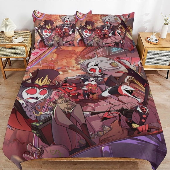 Juego De Ropa De Cama De Hazbin Hotel Helluva Boss Funda Nórdica Cómoda Y Ligera Juego De Ropa De Cama Con Dibujos Animados De 3 Piezas