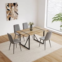 M&Ms - Dining Chairs Set Of 4,Modern Kitchen Dining Room Chairs,Upholstered Dining Accent Chairs In Linen Cushion Seat And Sturdy Black Metal Legs(Grey)