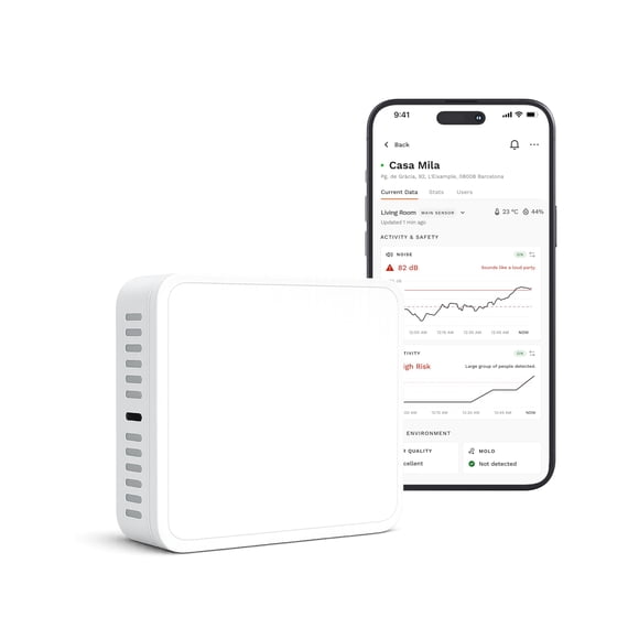 Dispositivo de control de ruido Layla Eco para Airbnb con sensor