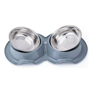 Defensor Forever - Plato Doble Con Pocillo De Acero Inoxidable Gris