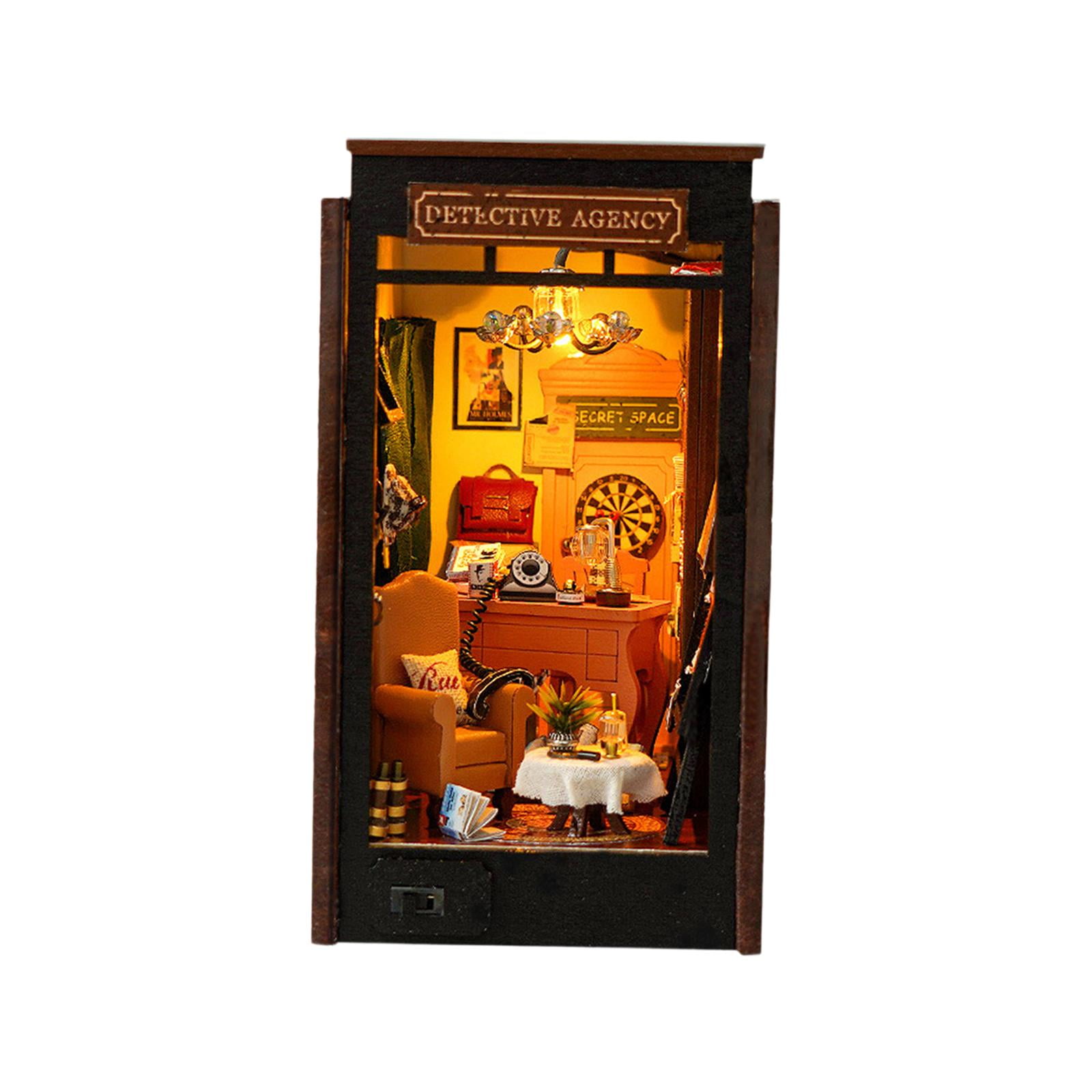 Magideal - Kits De Casas De Muñecas En Miniatura De Madera Sujetalibros De Madera Para Casas De Muñecas Kits De Estanterías De Bricolaje Hechos A Mano Para Niñas