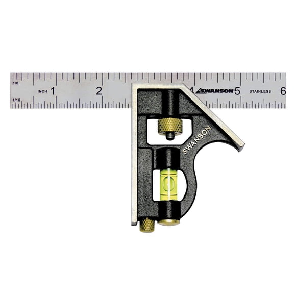 Combo Square Swanson Tool Co TC130 con regla de acero inoxidable de 15 cm