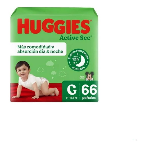 Pañales Huggies Active Sec - 66 Un - Talla G