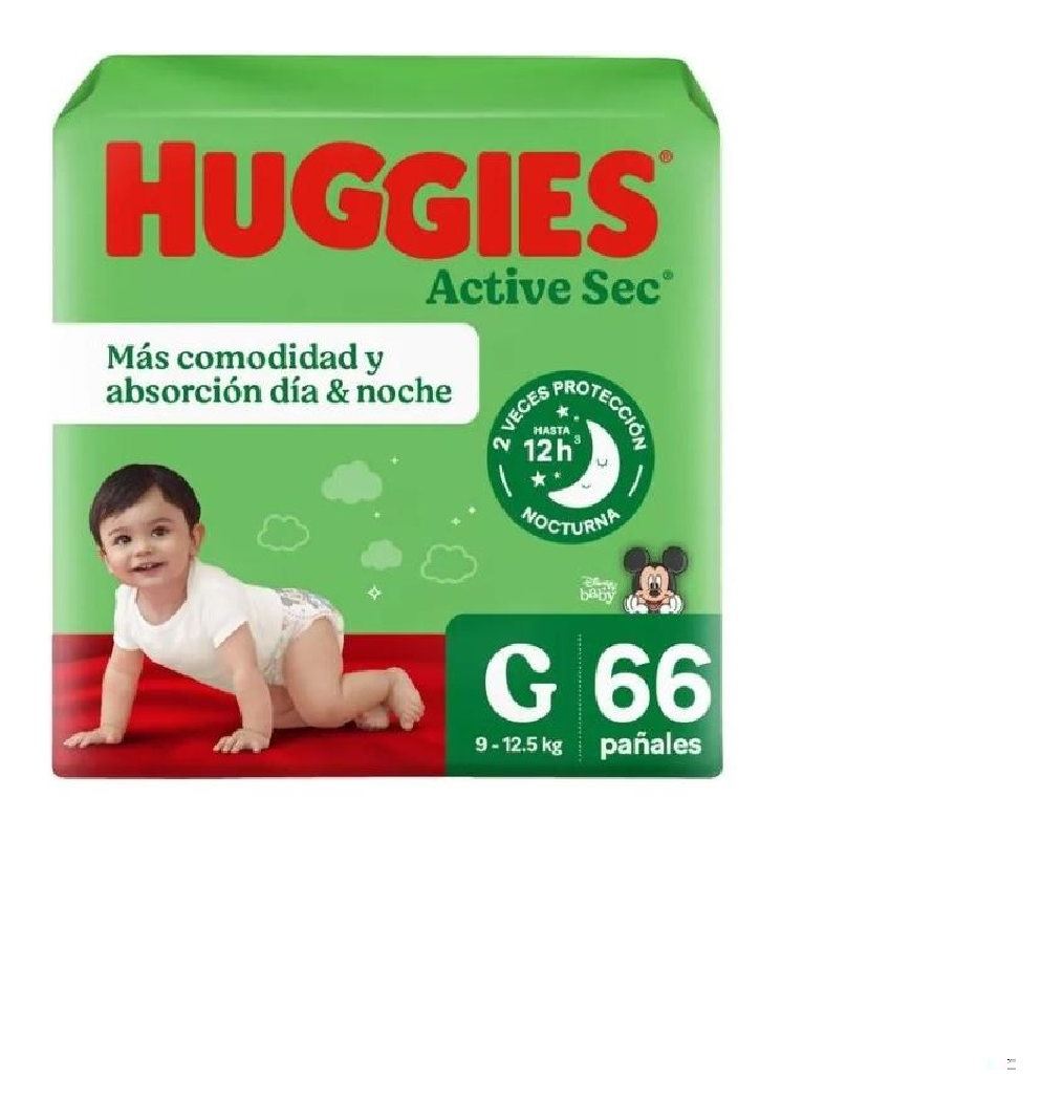 Kimberly Clark - Pañales Huggies Active Sec - 70 Un - Talla G