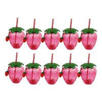 Magideal - 10 Tazas Con Pajita Y Diseño De Fresa Para Niños, Para Cumpleaños En El Hogar Hawaiano, Llavero Rosa