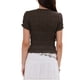 thumbnail image 3 of INSPIRE CHIC Top con Nido de Abeja para Mujeres Y2K Cuadros Manga Corta Cuello Redondo Volantes Fruncidos Camiseta M Marrón Oscuro, 3 of 6