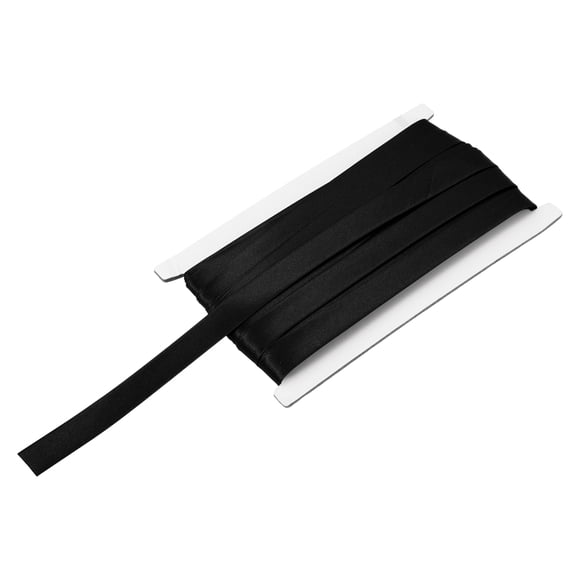 Uxcell Cinta al Bies de Doble Pliegue para Costura 5/8 Pulgadas x 12 Yardas Cinta de Unión Continua de Satén Pre-plegada para Costura Acolchado Dobladillo Unión Manualidades DIY, Negro
