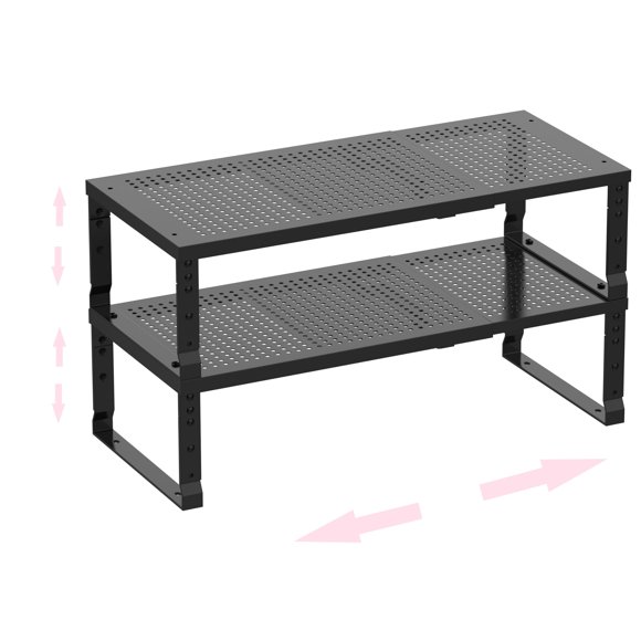 Estante expandible Asiangkel 42‑67 cm negro, juego de 2 piezas