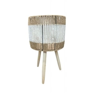 Oem - Macetero Tejido Porta Maceta Rustico Beige Y Blanco Pequeño