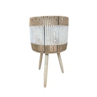 Oem - Macetero Tejido Porta Maceta Rustico Beige Y Blanco Mediano