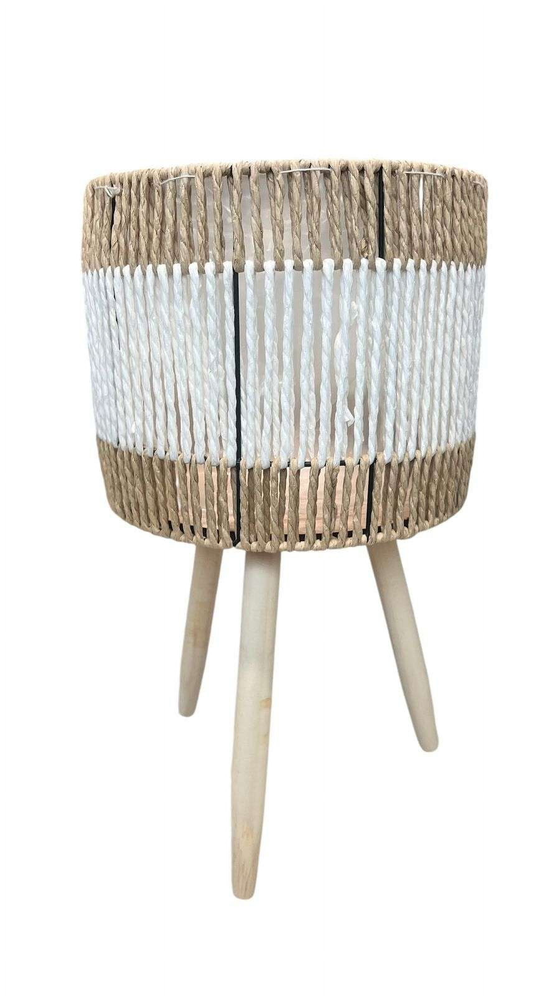 Oem - Macetero Tejido Porta Maceta Rustico Beige Y Blanco Mediano