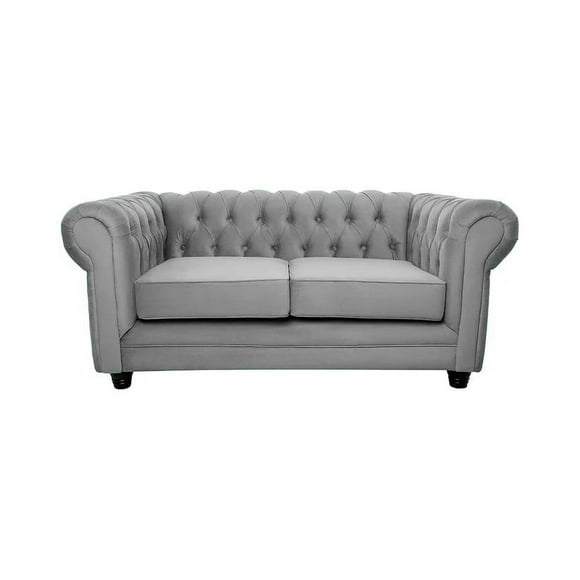 Sofá Chesterfield 2C Felpa Gris