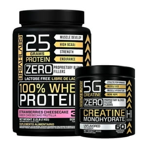 Briahlabs - Pack Proteina 100% Whey 1Kg Stramberries Cheesecake + Creatina 300Gr -