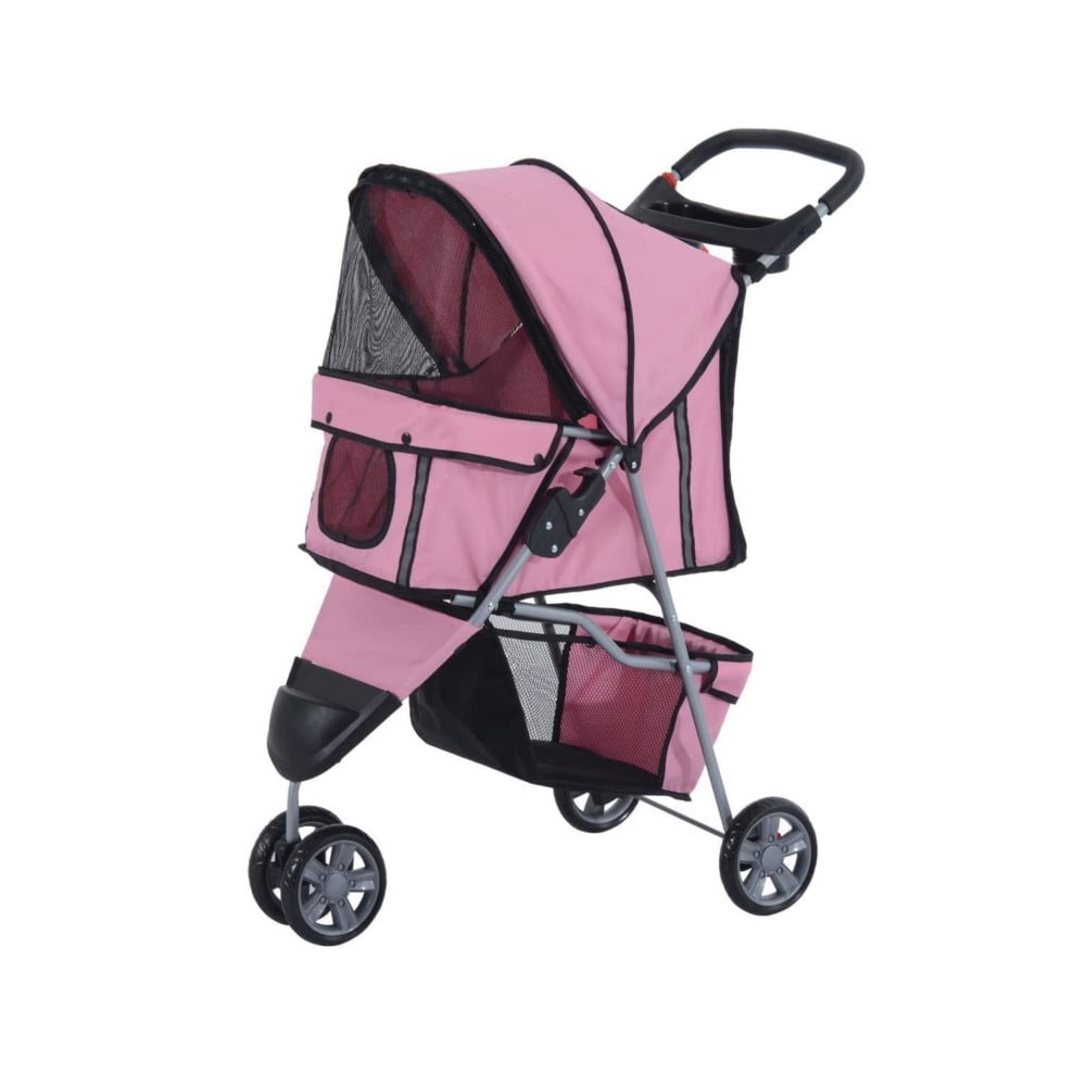 Mundo Online - Coche Paseo Mascota Plegable Portátil 3 Ruedas Rosado