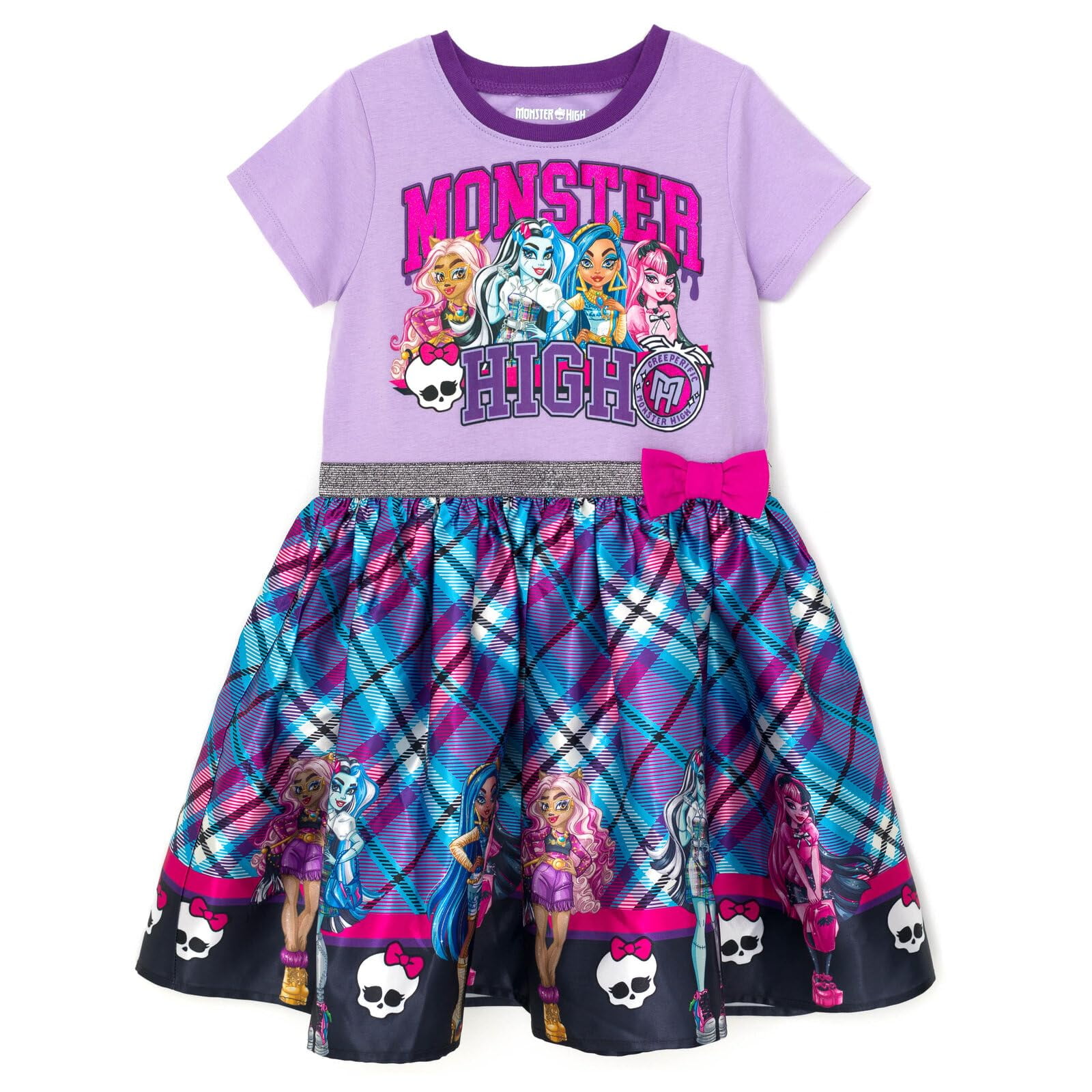 Vestido Monster High Plaid Morado Para Niñas De 7 A 8 Años